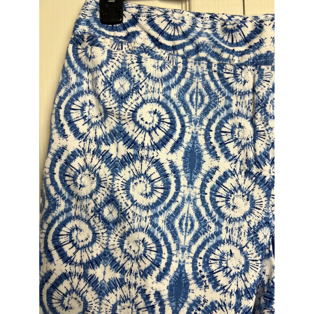 Ruby Rd Crop Pants Womens 12 Blue Tie Dye Swirl Stretch Cotton Casual Summer D01 - Picture 9 of 10